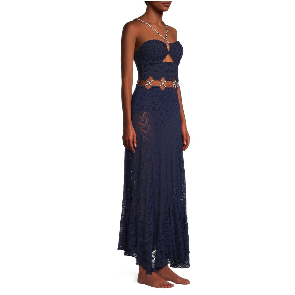 PatBo La Mer Rope-Trim Beach Dress, Navy, Medium